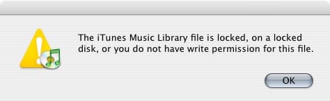 Fixing &ldquo;Library Locked&rdquo; message in Mac iTunes