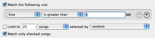 Unchecked songs in smart playlist