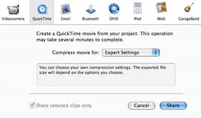 Exporting from iMovie to iPod and Apple TV formats