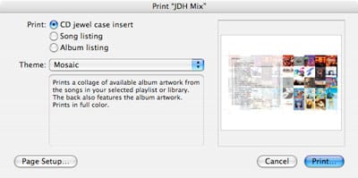 Printing track lists from iTunes