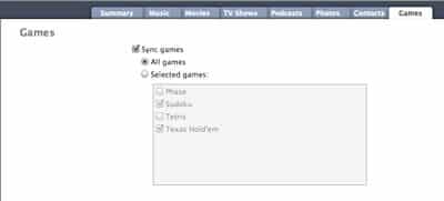 Syncing games to iPod
