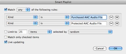 Creating Smart Playlists for Purchased items