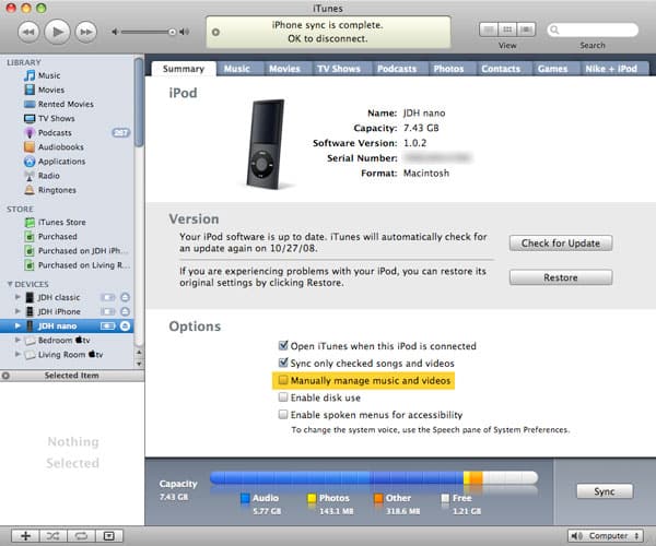 Newly added tracks don’t show up on iPod
