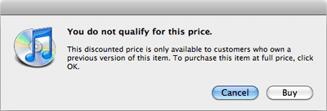 iTunes dialog points to upgrade pricing on App Store (Updated)