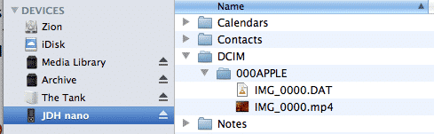 Transferring video from 5G nano to iPad