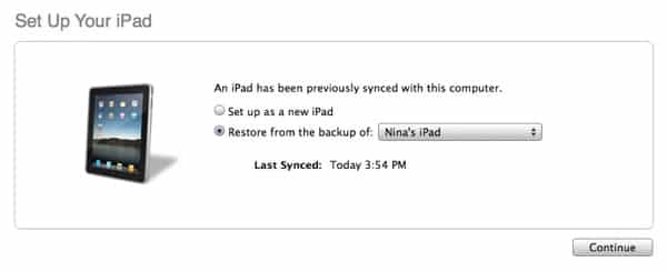 Transferring data to new iPad