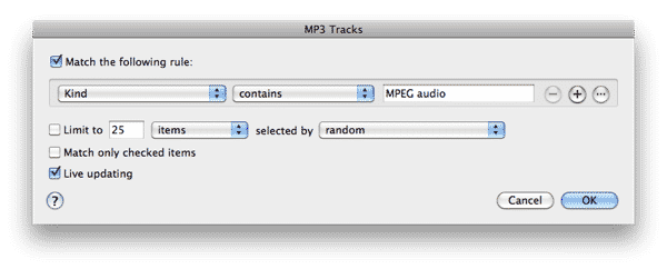 Finding MP3 tracks in iTunes