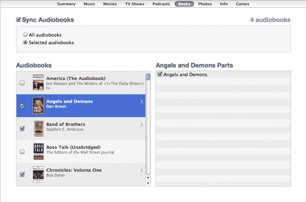 Transferring audiobooks to iPod