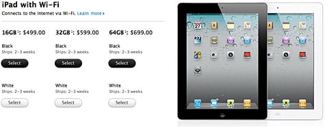 iPad 2 now available for order online