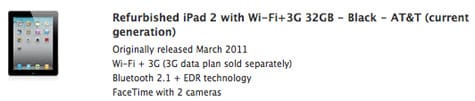 Refurbished iPad 2 units now available from Apple