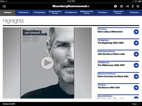 iPad Gems: Steve Jobs Editions Of Bloomberg Businessweek+, Fortune, Time + Wired