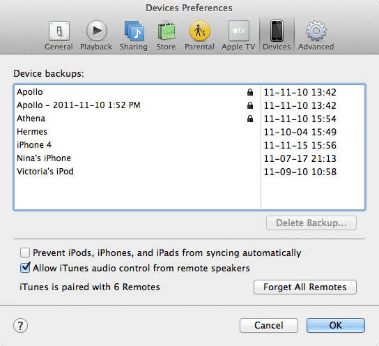 Backing up data from an iPhone