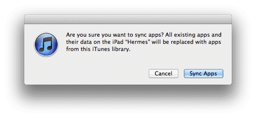Re-enabling the Sync Apps option in iTunes