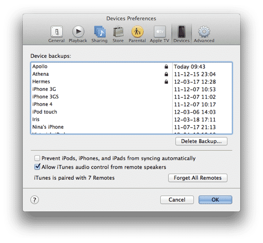 Backing up apps from an iPod touch