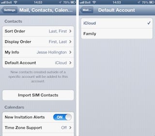 Managing multiple iCloud accounts for Contacts