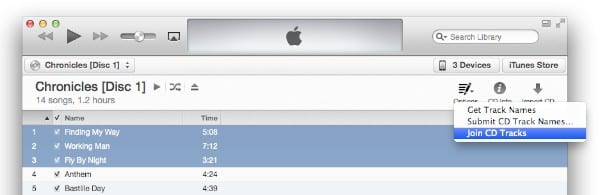 Join CD Tracks option not appearing in iTunes 11