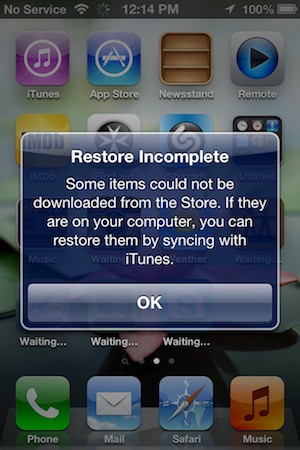 Restoring missing apps after an incomplete iCloud restore
