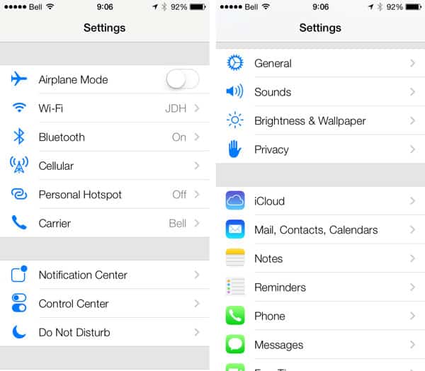 iOS 7: Settings, Including Accessibility + Wallpaper