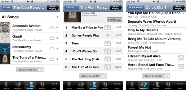 Listening to iTunes Match tracks on an airplane