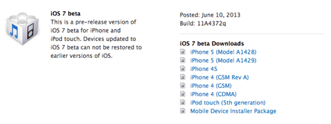 iOS 7 beta 1 now available to developers