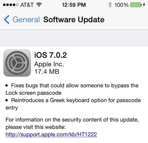 Apple releases iOS 7.0.2