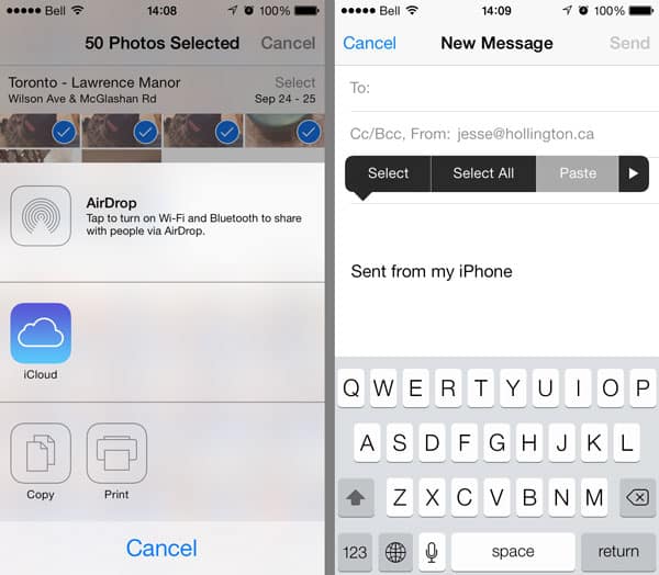 Sending more than five photos via e-mail