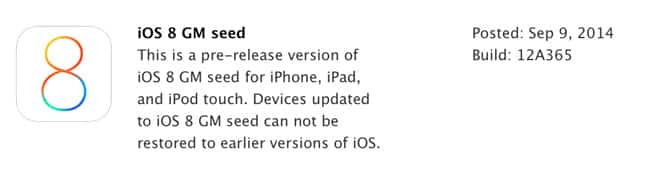 Apple releases iOS 8 GM seed to developers
