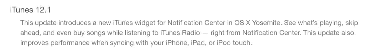 Apple releases iTunes 12.1 update, adds Notification Center widget