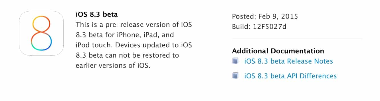 Apple releases iOS 8.3 beta to developers