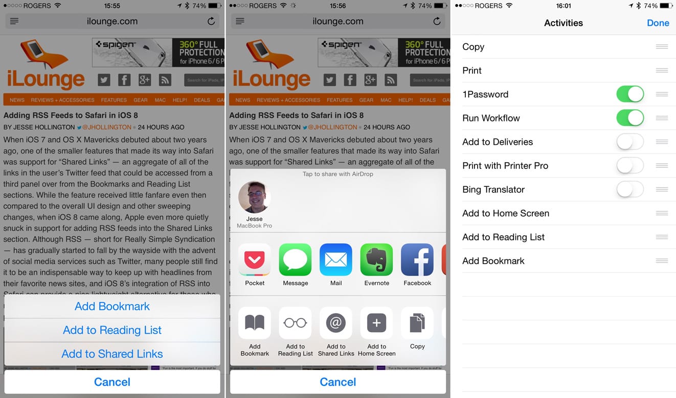 Quickly Bookmark and Add to Reading List in Safari