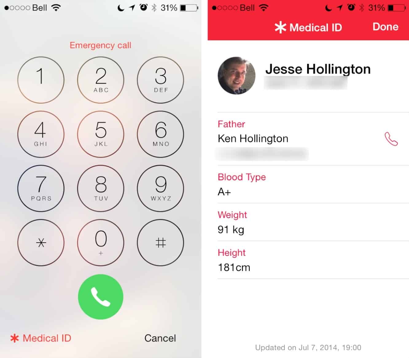 Displaying Emergency Contact Info in iOS 8