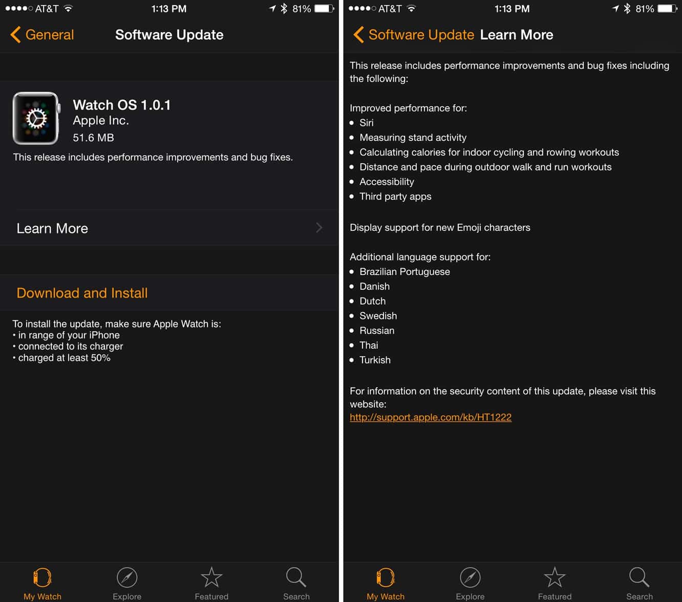 Apple releases first Apple Watch Software Update