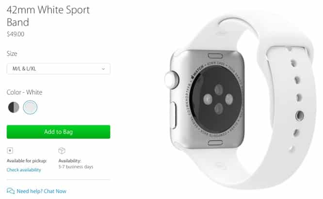 Apple now offering L/XL Apple Watch Sport bands