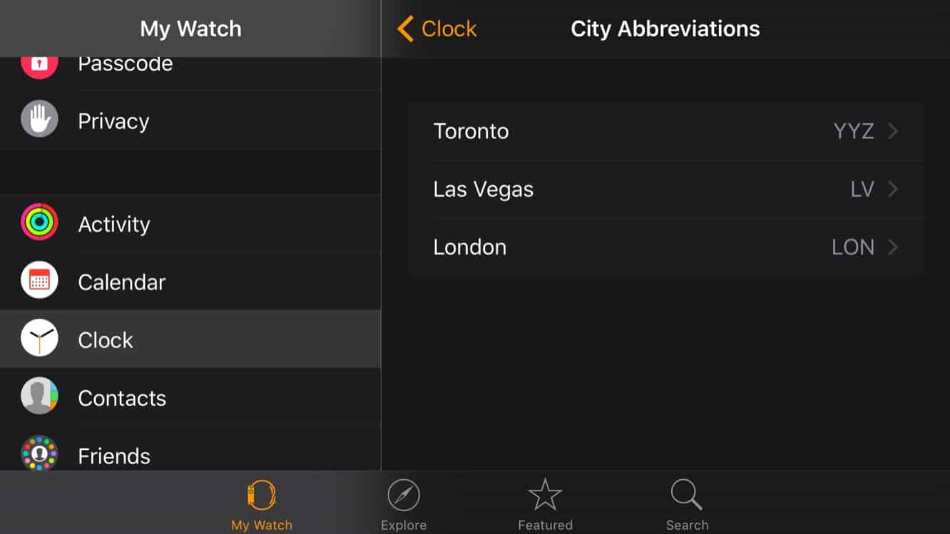 Customizing World Clock City Abbreviations on Apple Watch