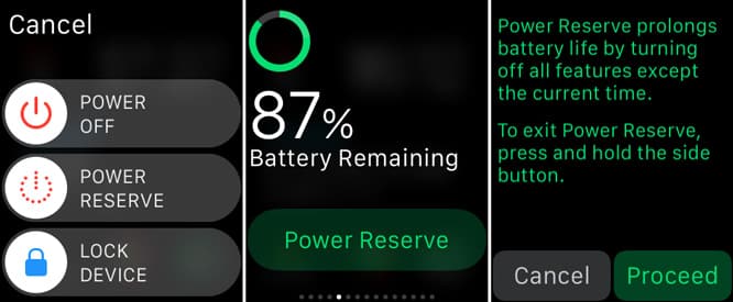 Using the Apple Watch Power Reserve mode