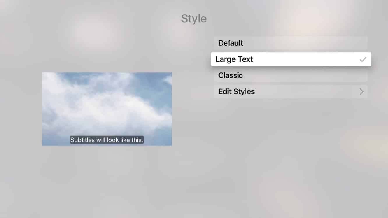 Customizing the appearance of Subtitles on the Apple TV