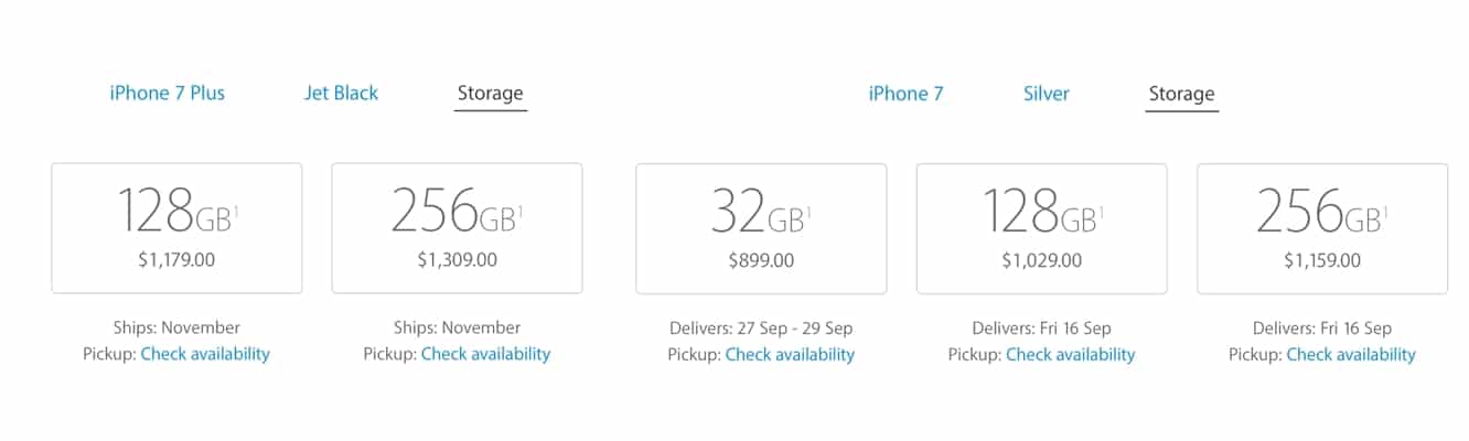 Apple opens iPhone 7 preorders, Jet Black model sells out in minutes.