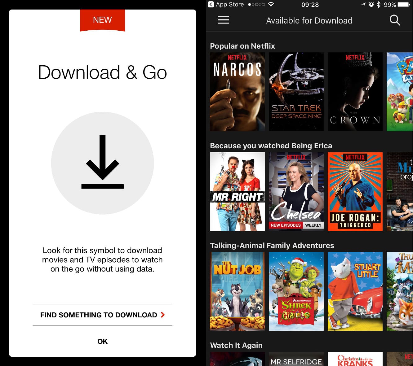 Netflix enables offline viewing for some shows and movies on its iOS app