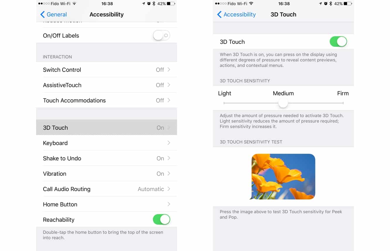 Adjusting 3D Touch Sensitivity