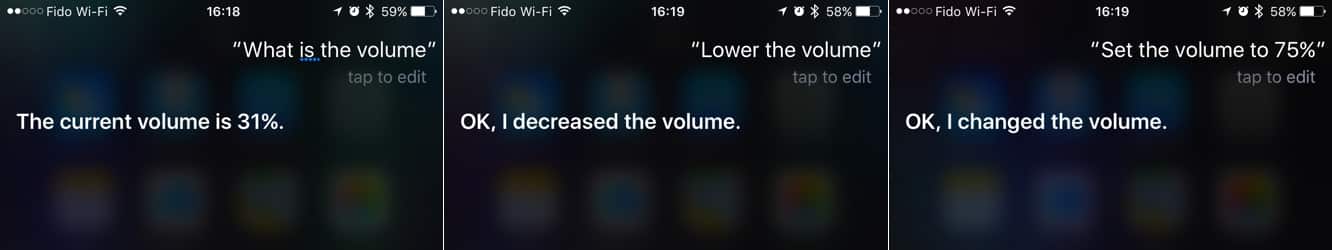 Changing iPhone volume using Siri