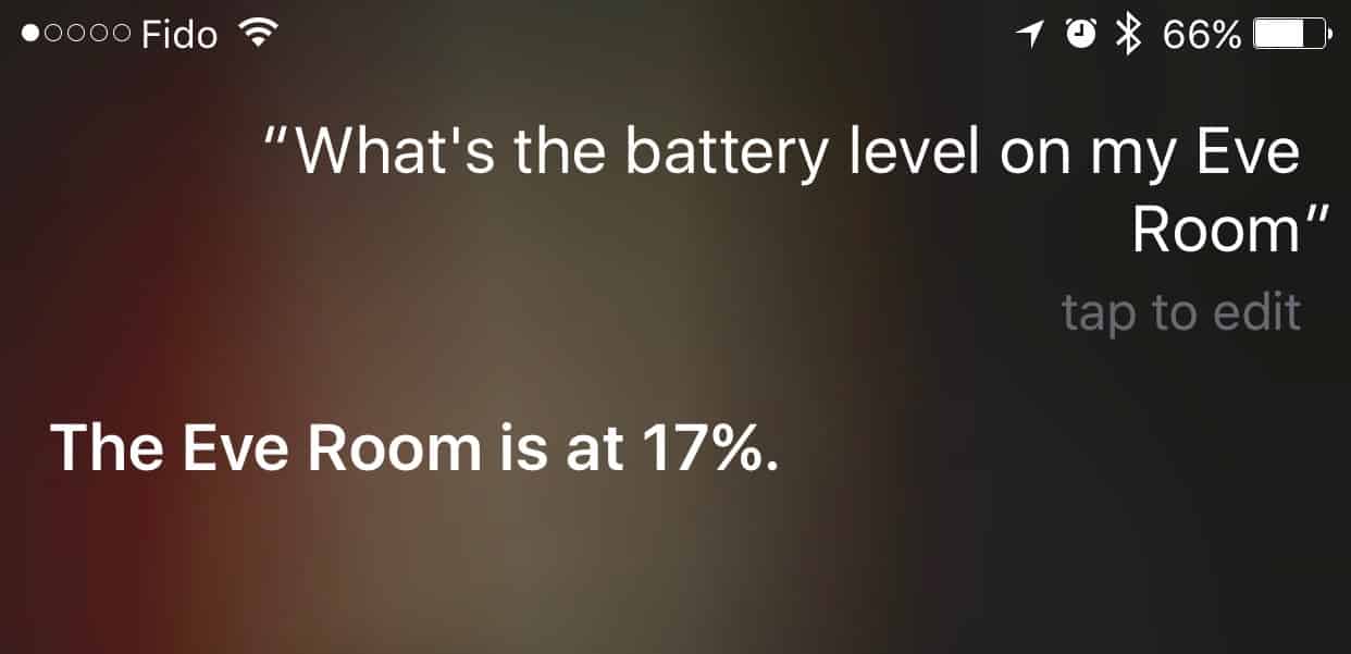 Checking HomeKit accessory battery levels with Siri