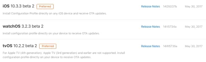 Apple releases second round of betas for iOS 10.3.3, tvOS 10.2.2, watchOS 3.2.3