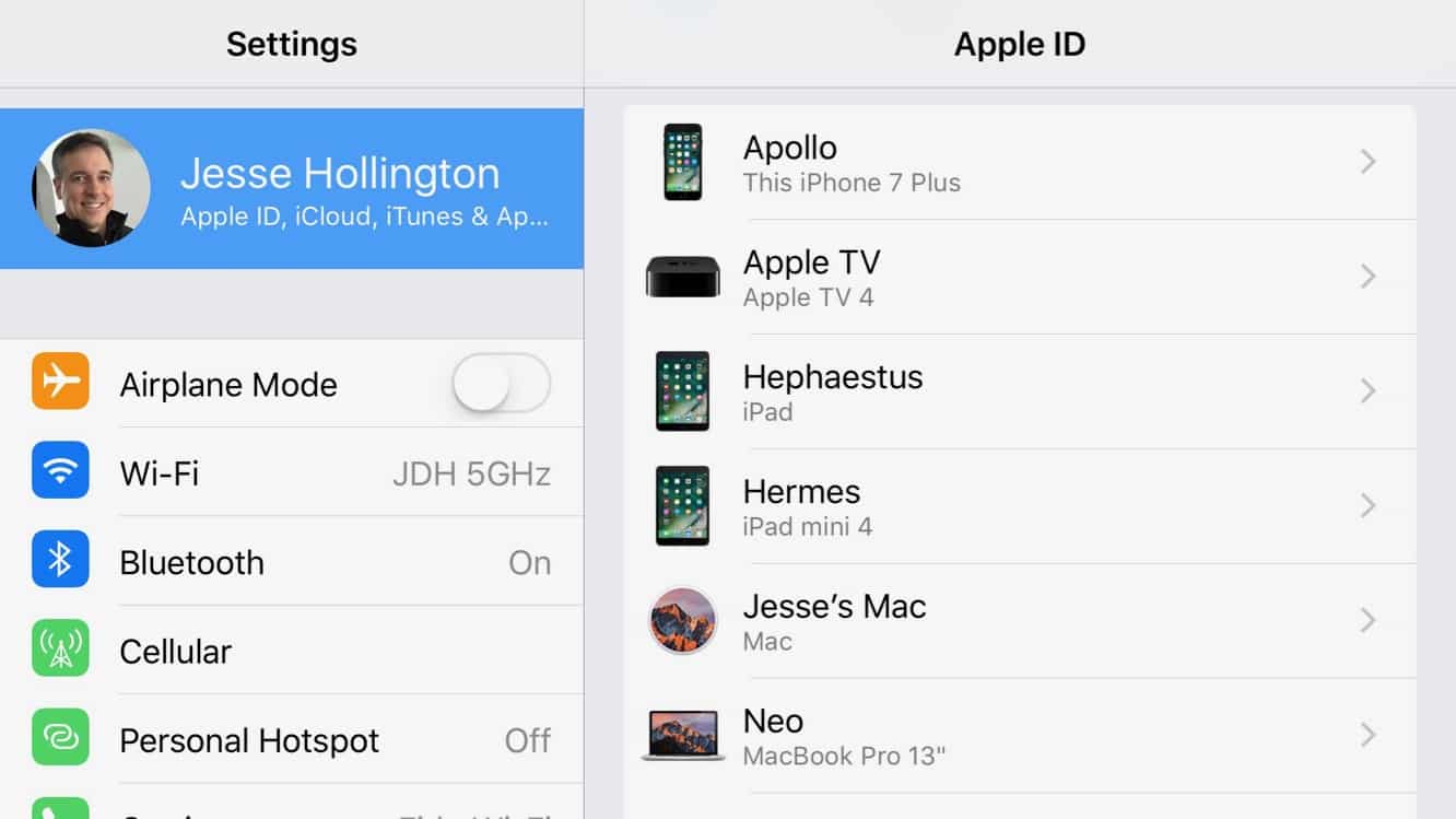 Viewing and Managing all of your Apple devices in iOS 10.3