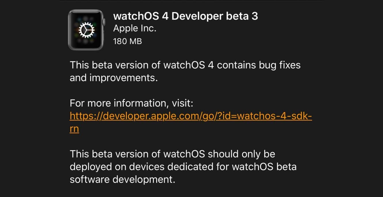 Apple releases third watchOS 4 developer beta