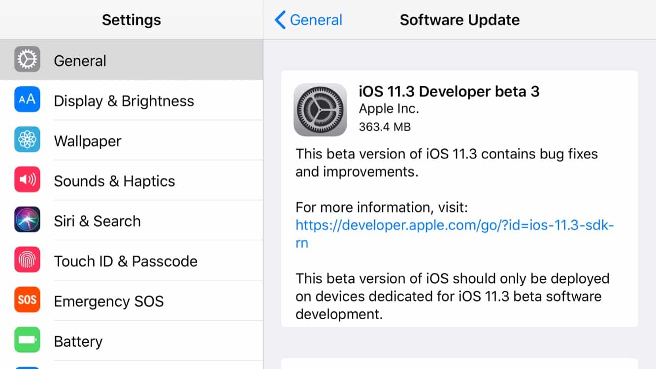 Apple releases third iOS 11.3, tvOS 11.3 betas to registered developers
