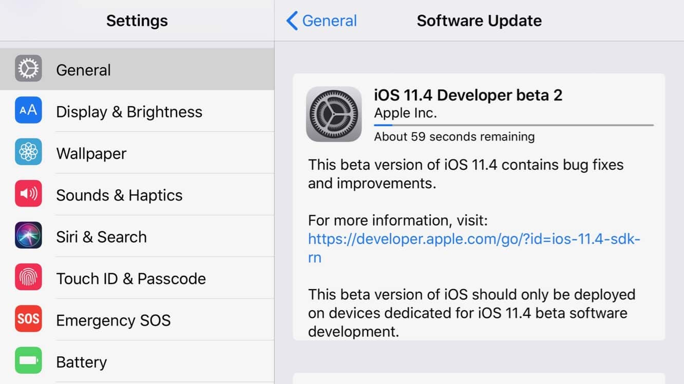 Apple releases second developer betas for iOS 11.4, tvOS 11.4, watchOS 4.3.1