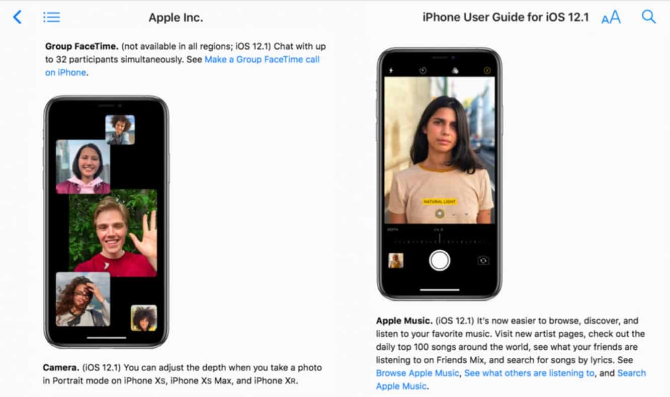 Apple confirms Group FaceTime and other iOS 12.1 features in updated iPhone user guide