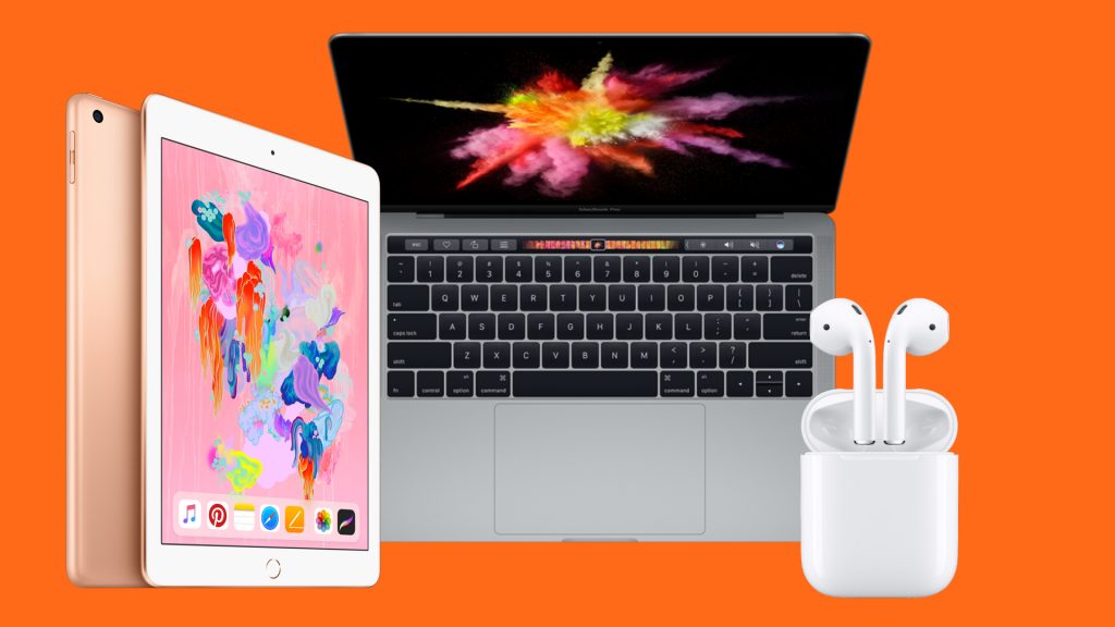 Macbook Pro, iPad, and AirPods