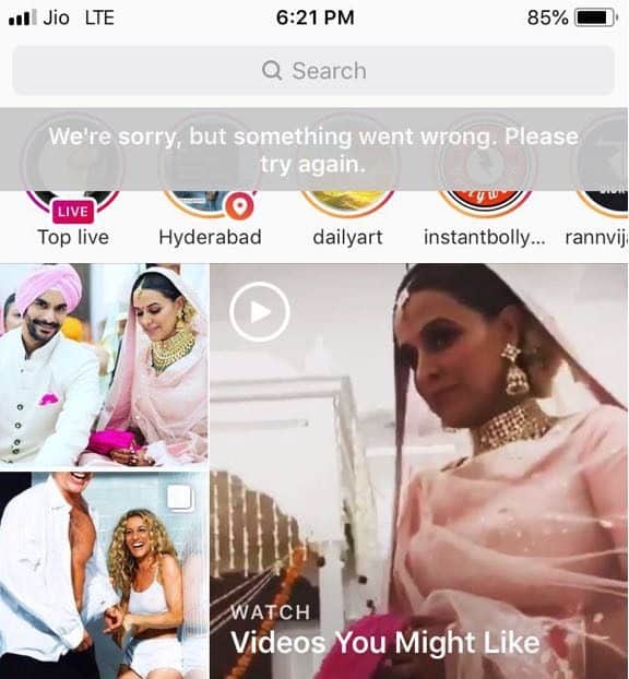Instagram refresh error