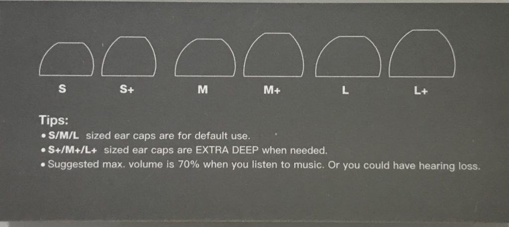 Ear cap sizes for the PaMu Slide Earbuds